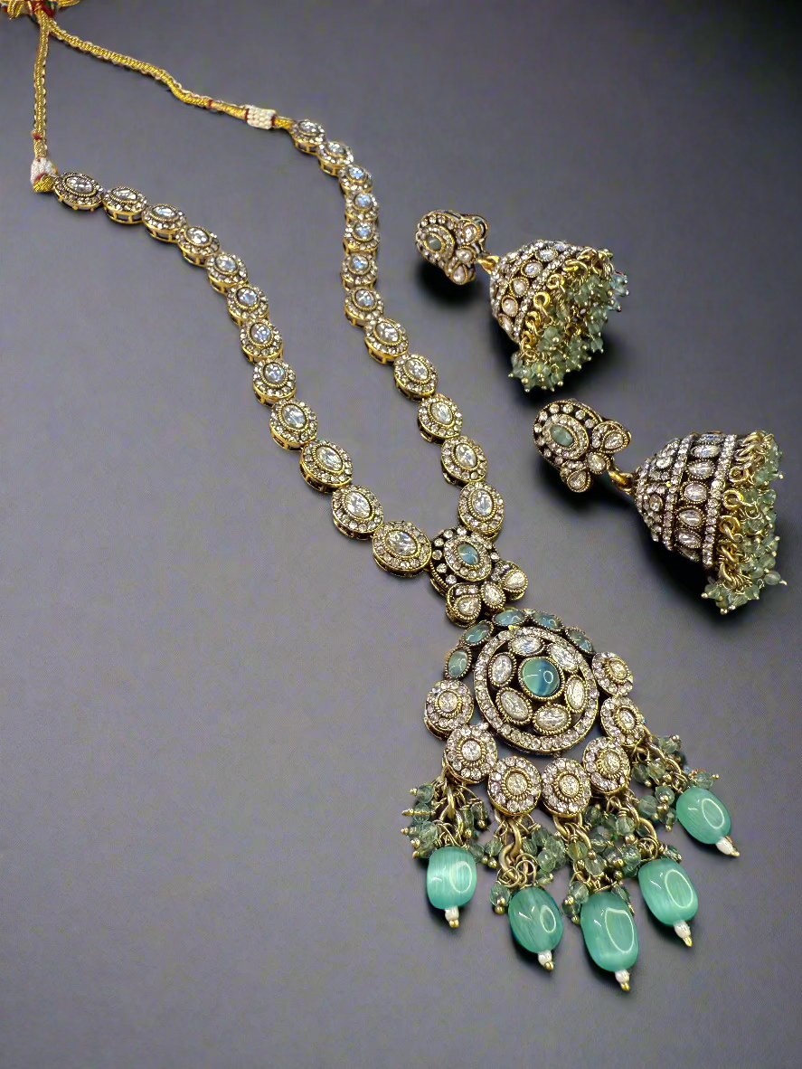 Polki Necklace - Sea Blue