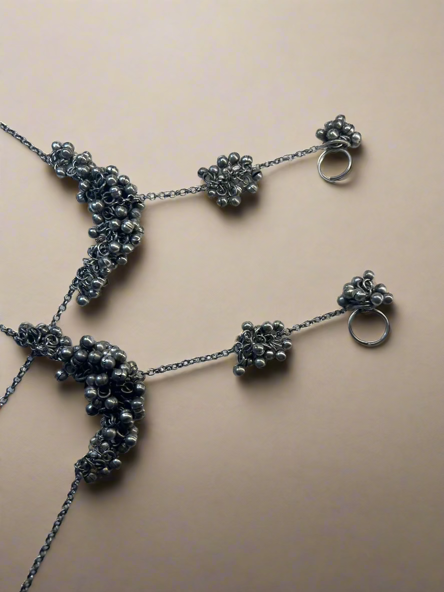 Pair - Oxidized Haath Phool - Kolor Rhythms