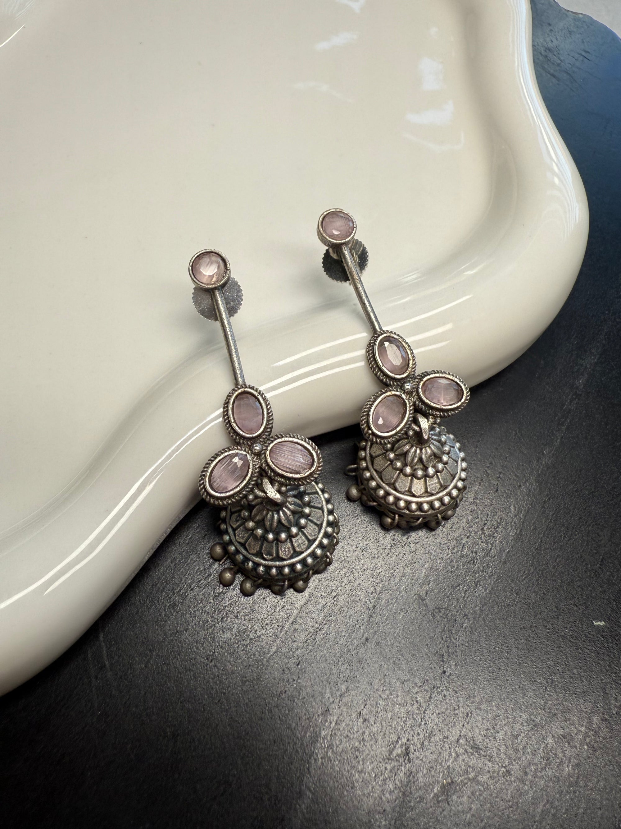 Drop Jhumkis - Pink