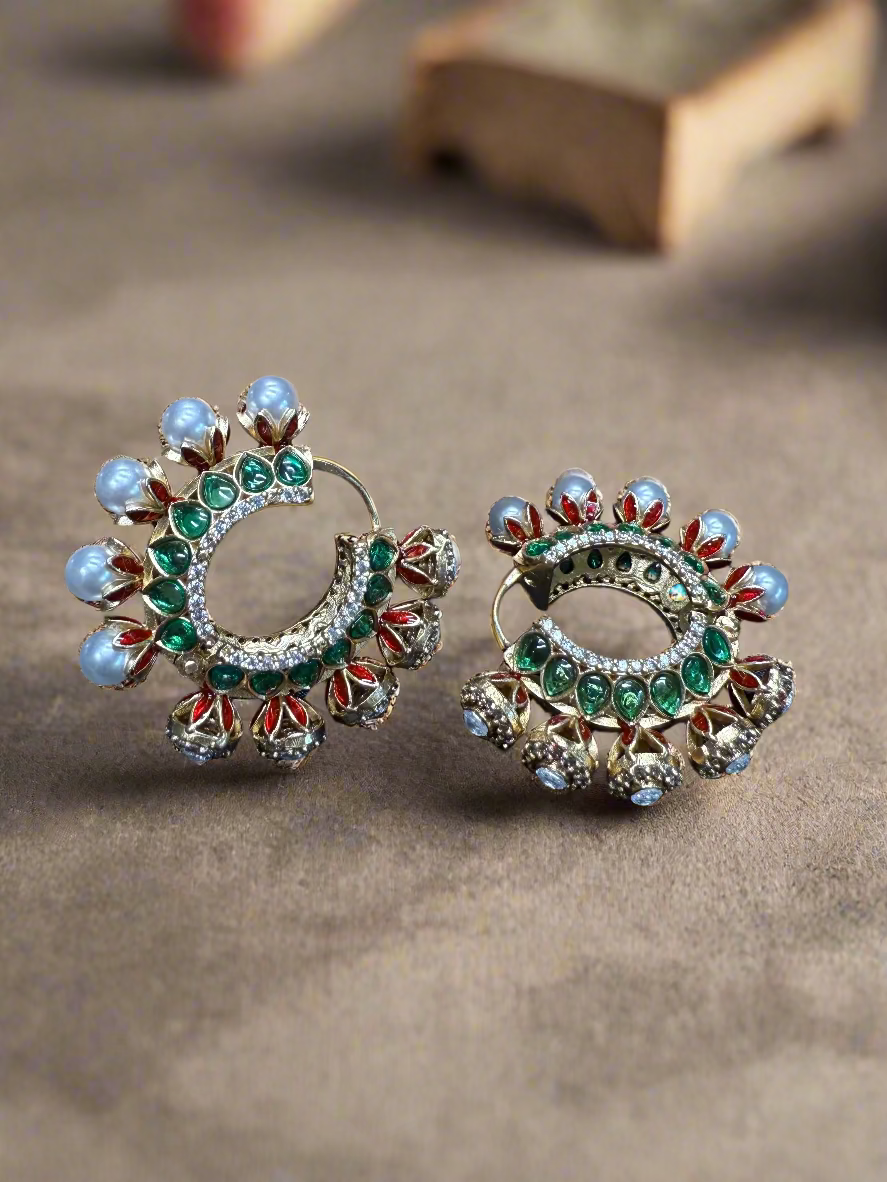 Dual Flower Hoops - Green/Red
