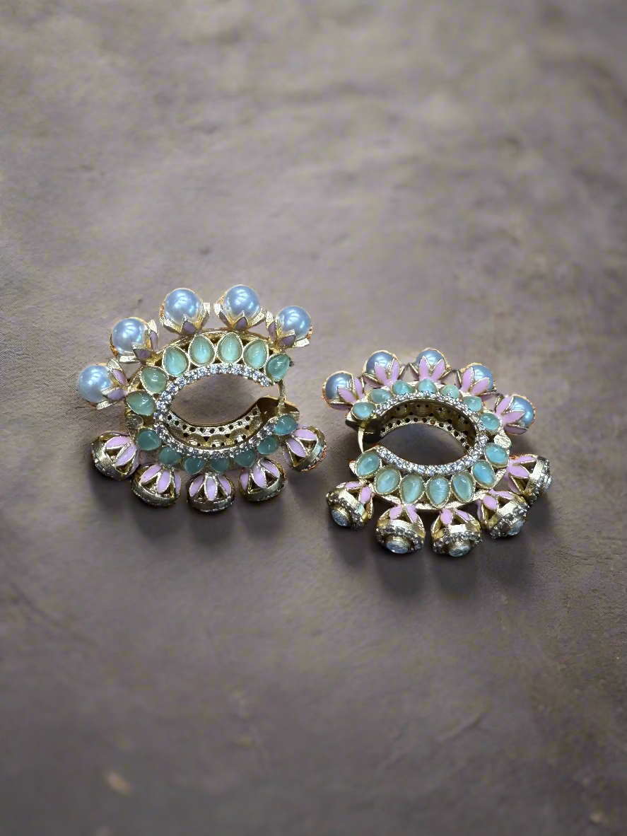 Dual Flower Hoops - Mint/Peach