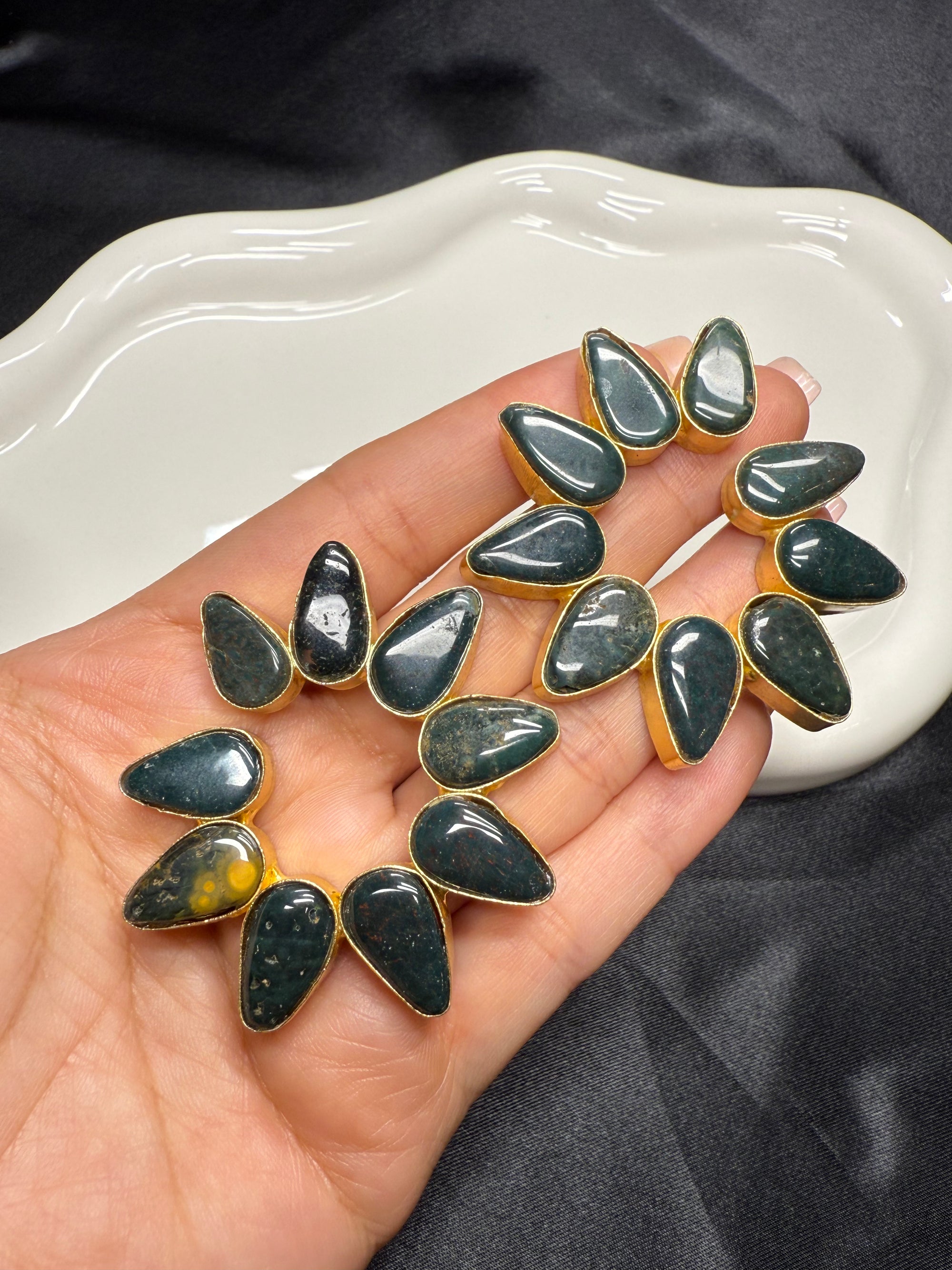 Round Black Teardrop Earrings