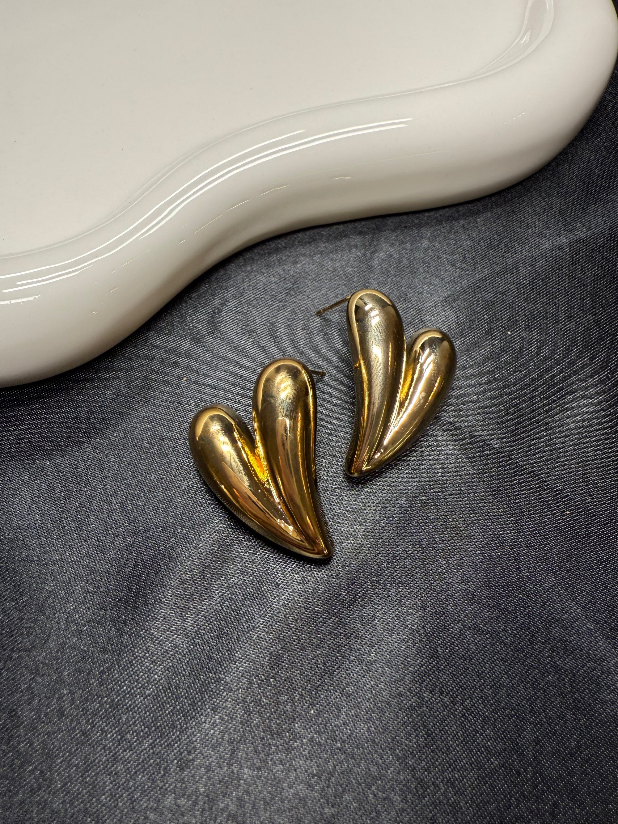 Gold Heart Studs