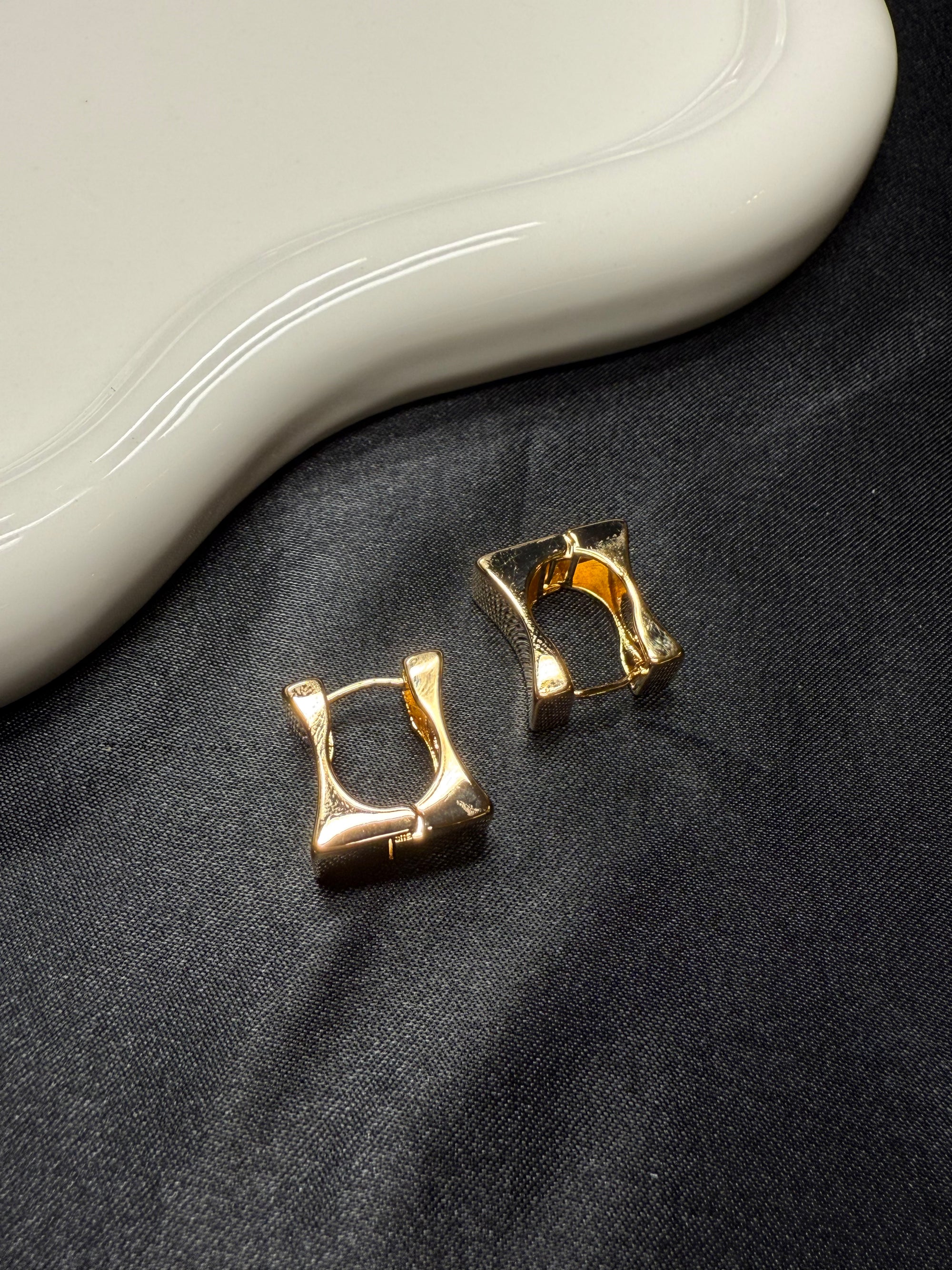 Gold Square Studs
