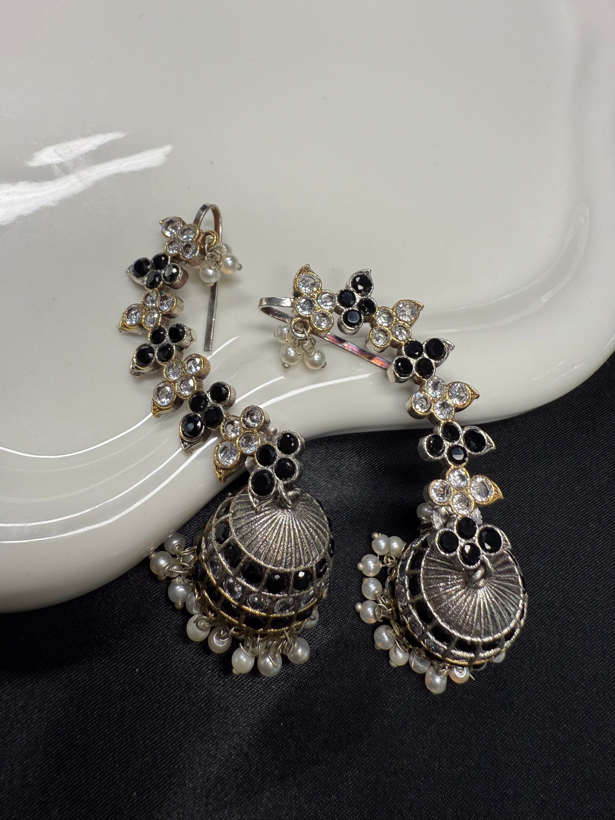 Dual Tone Black Ear Cuffs