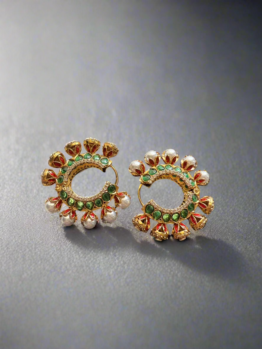 Dual Flower Hoops - Green/Red