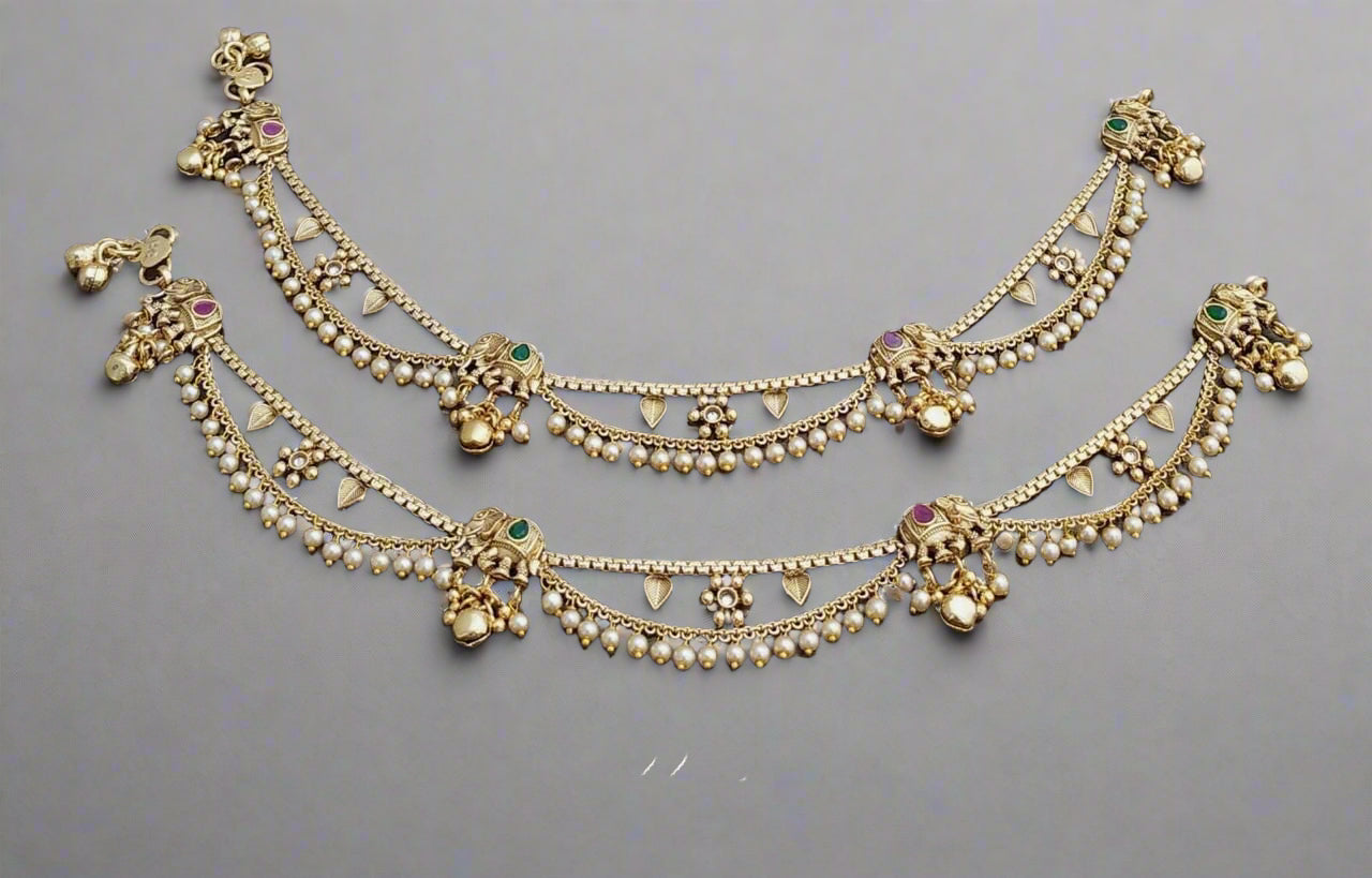 Layered Elephant Anklets