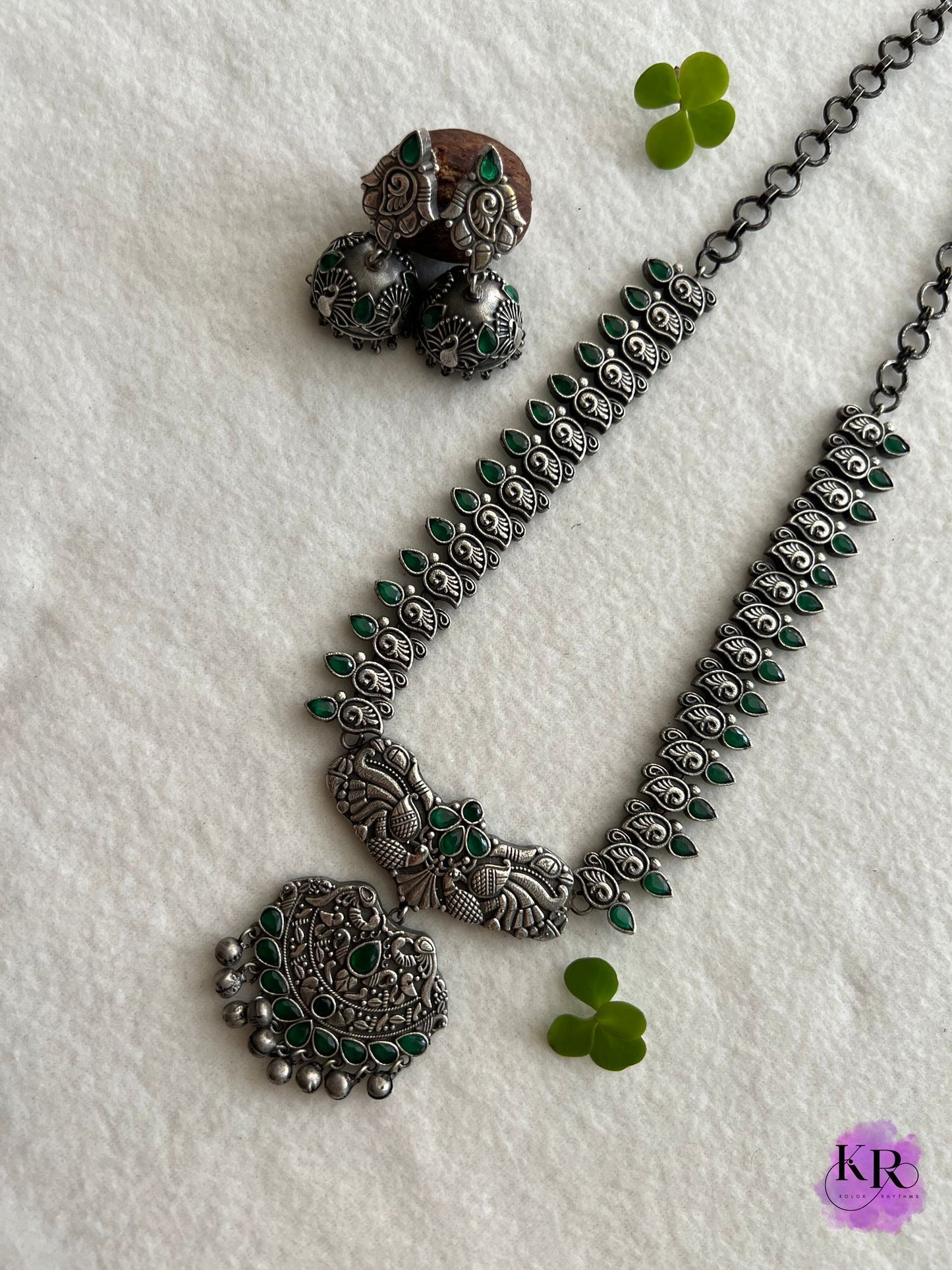 Oxidized Green Necklace