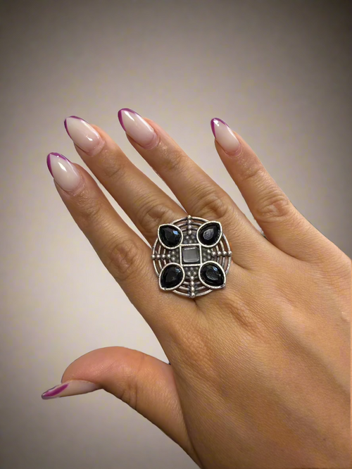 Oxidized Petal Ring
