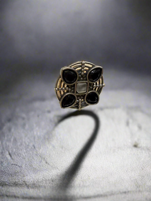 Oxidized Petal Ring