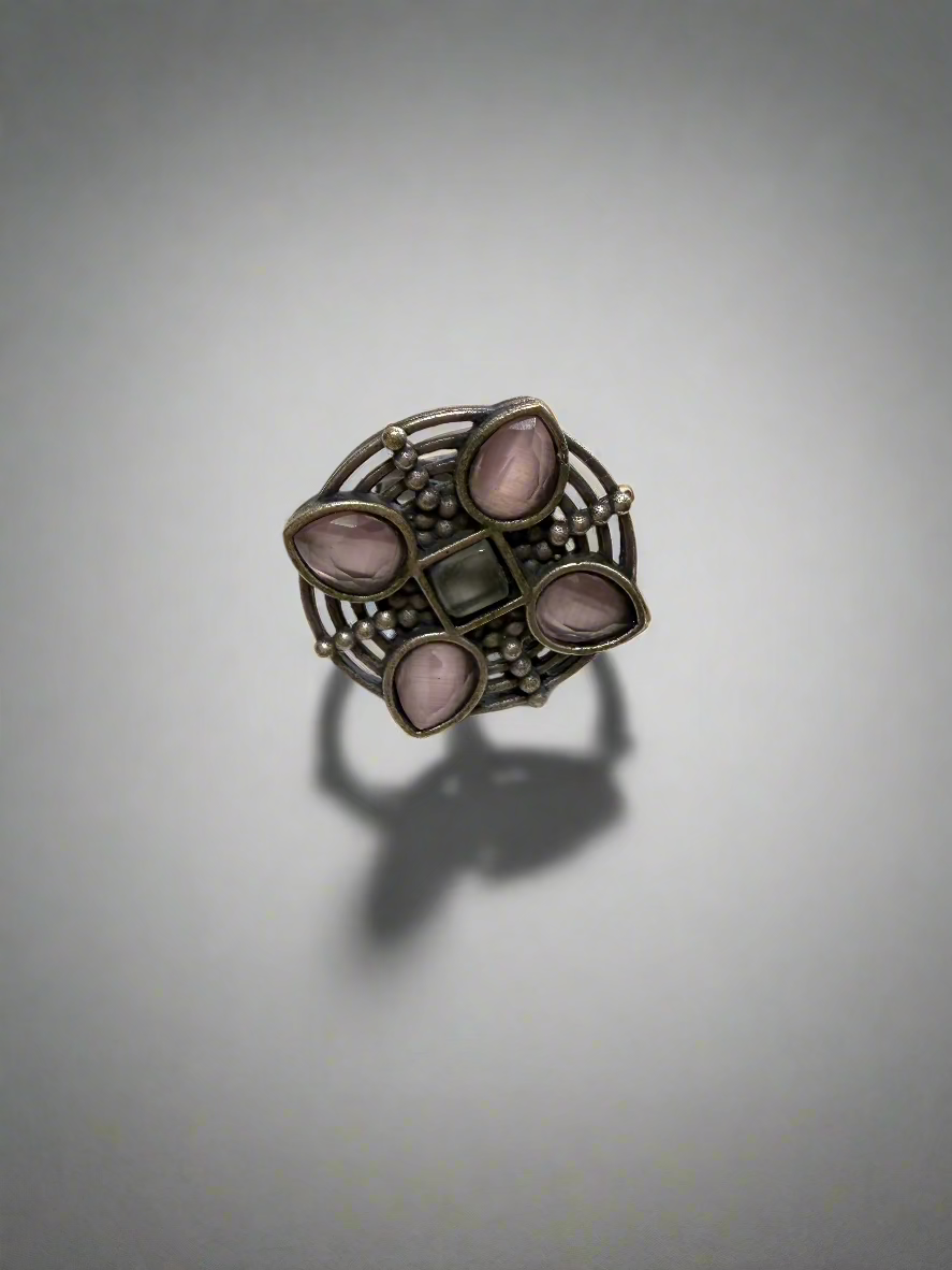 Oxidized Petal Ring