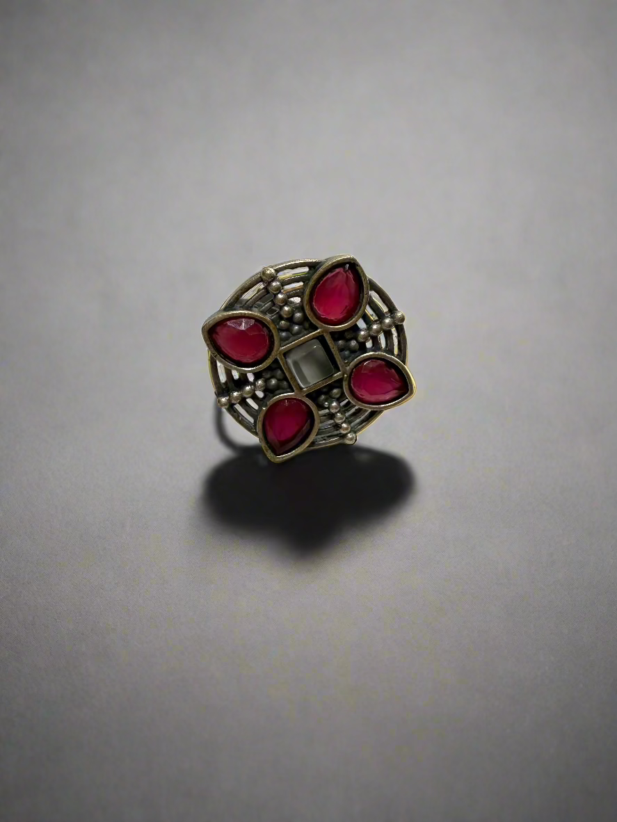 Oxidized Petal Ring