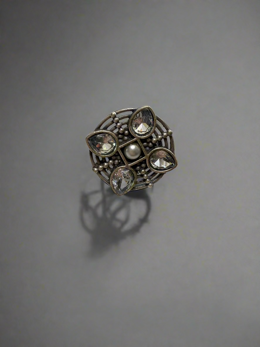 Oxidized Petal Ring