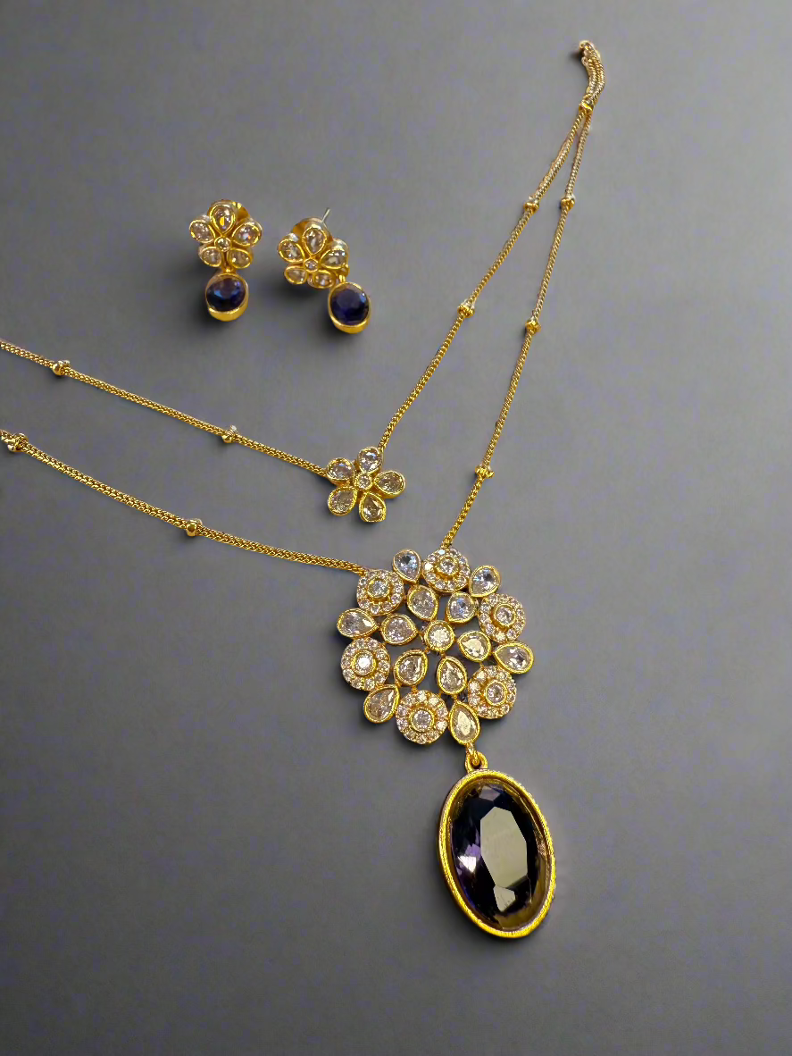 Double Layer Necklace - Purple
