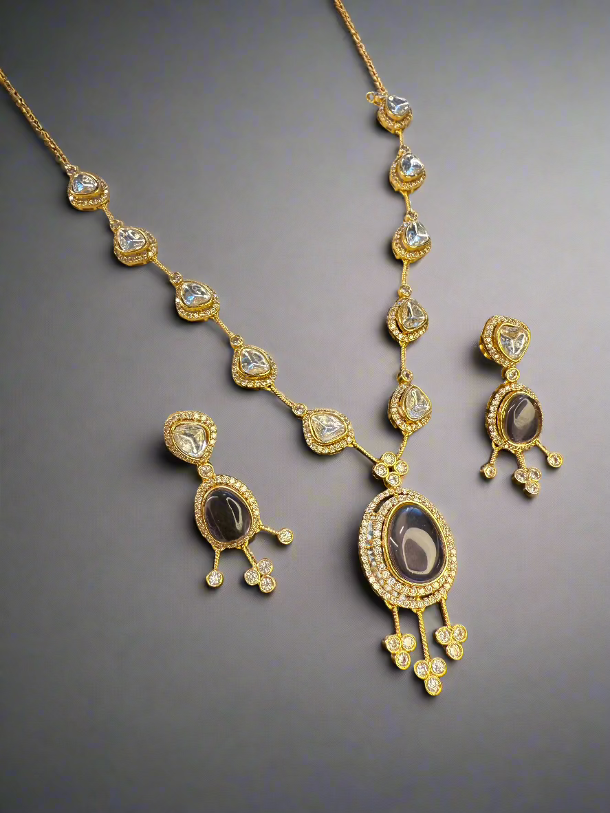 Purple Polki Necklace