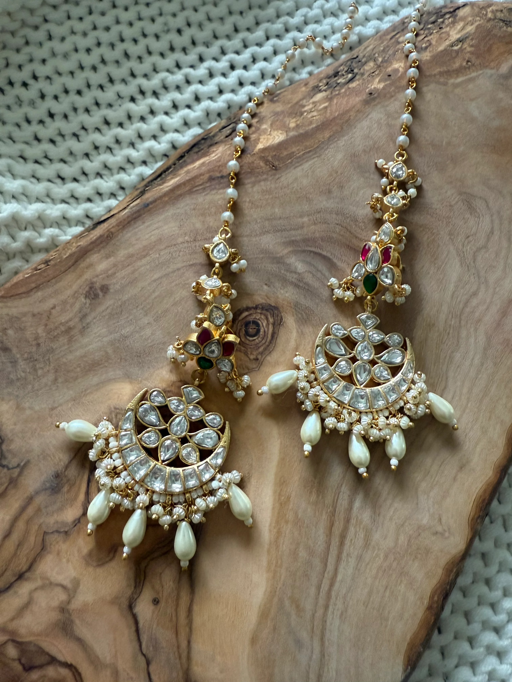 Jadau Kundan Earrings - Ear Chains