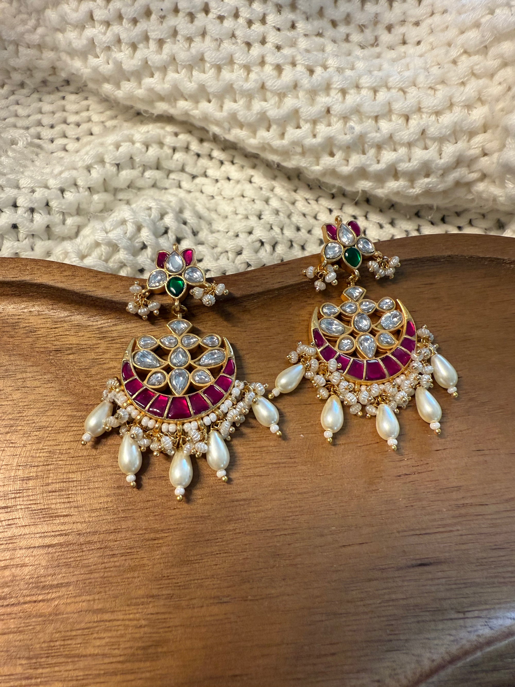 Jadau Kundan Earrings - Ear Chains