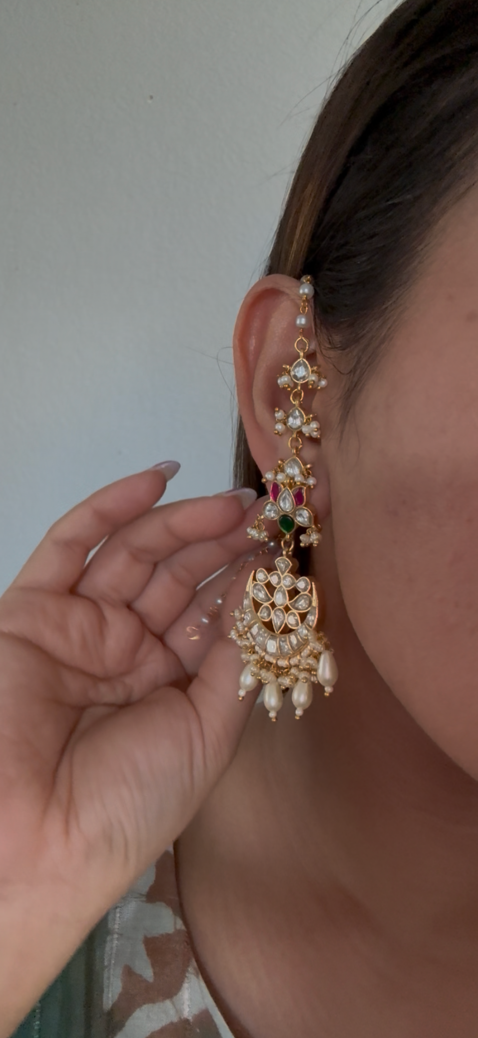 Jadau Kundan Earrings - Ear Chains