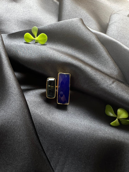 Blue Rectangle Stone Ring - Kolor Rhythms