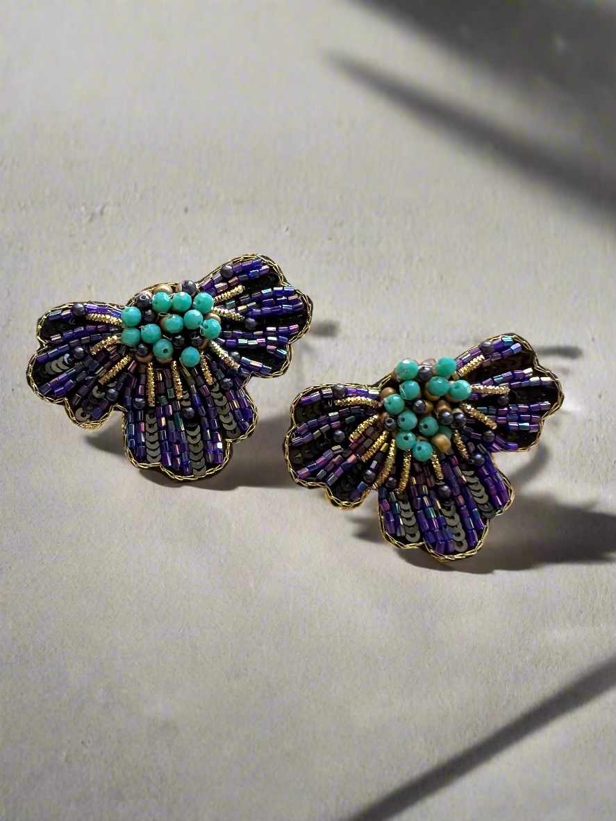 Blue Floral Handmade Earrings - Kolor Rhythms