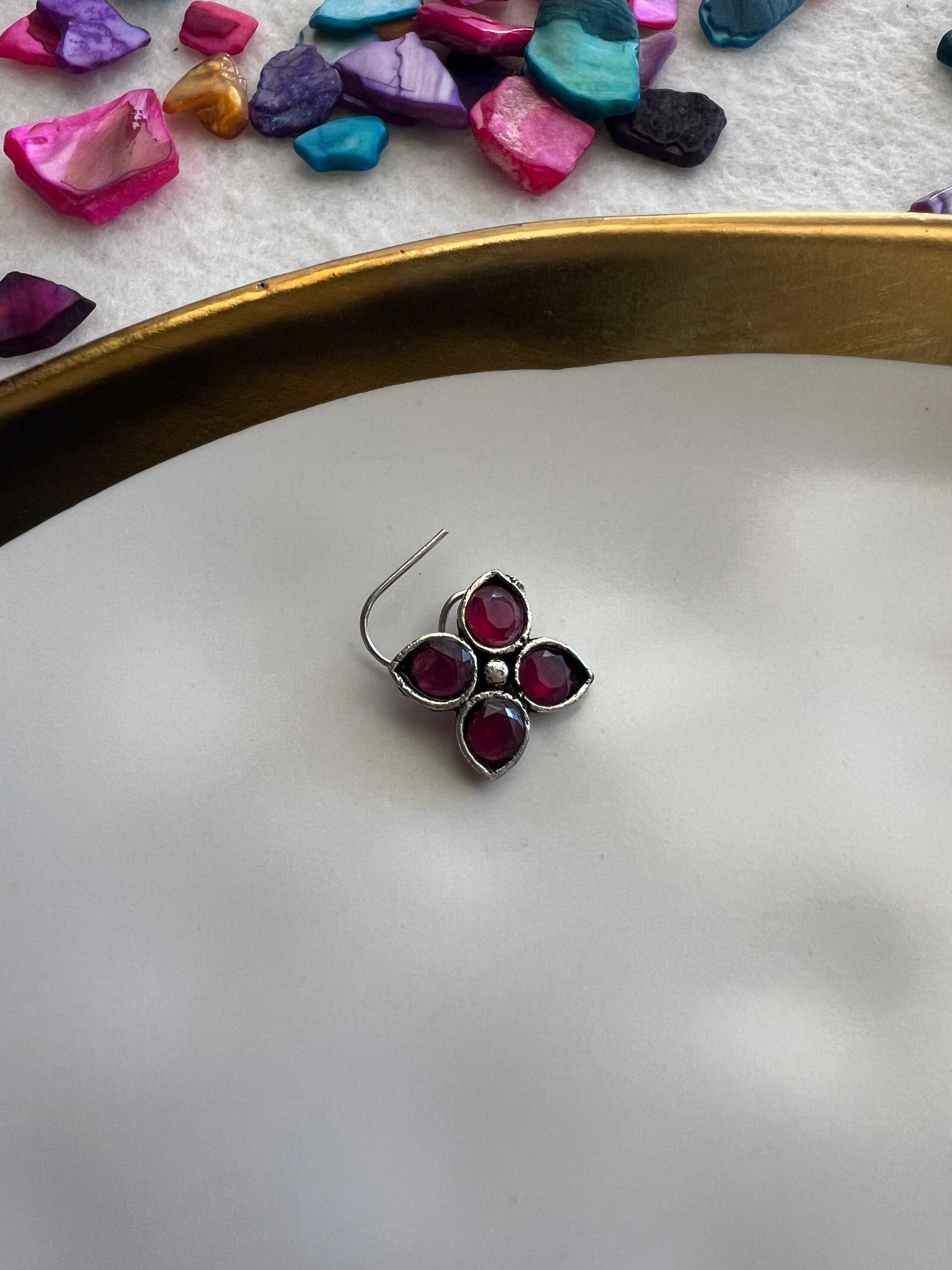 Pink Floral Nose Pin - Pierce - Kolor Rhythms