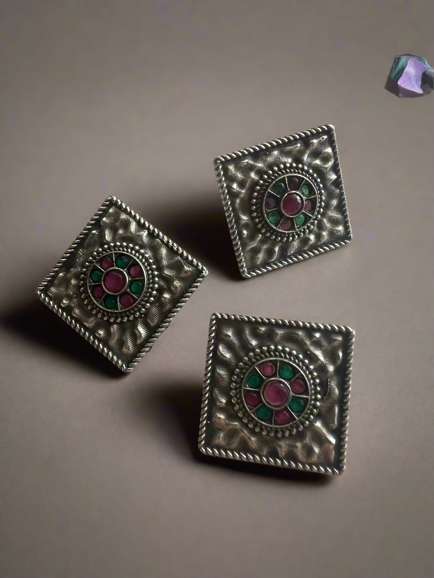 Square Design Combo Rings & Earrings - Kolor Rhythms