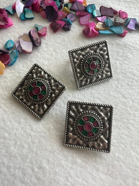 Square Design Combo Rings & Earrings - Kolor Rhythms