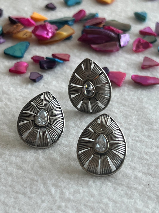 Raindrop White Stone Combo Rings & Earrings - Kolor Rhythms