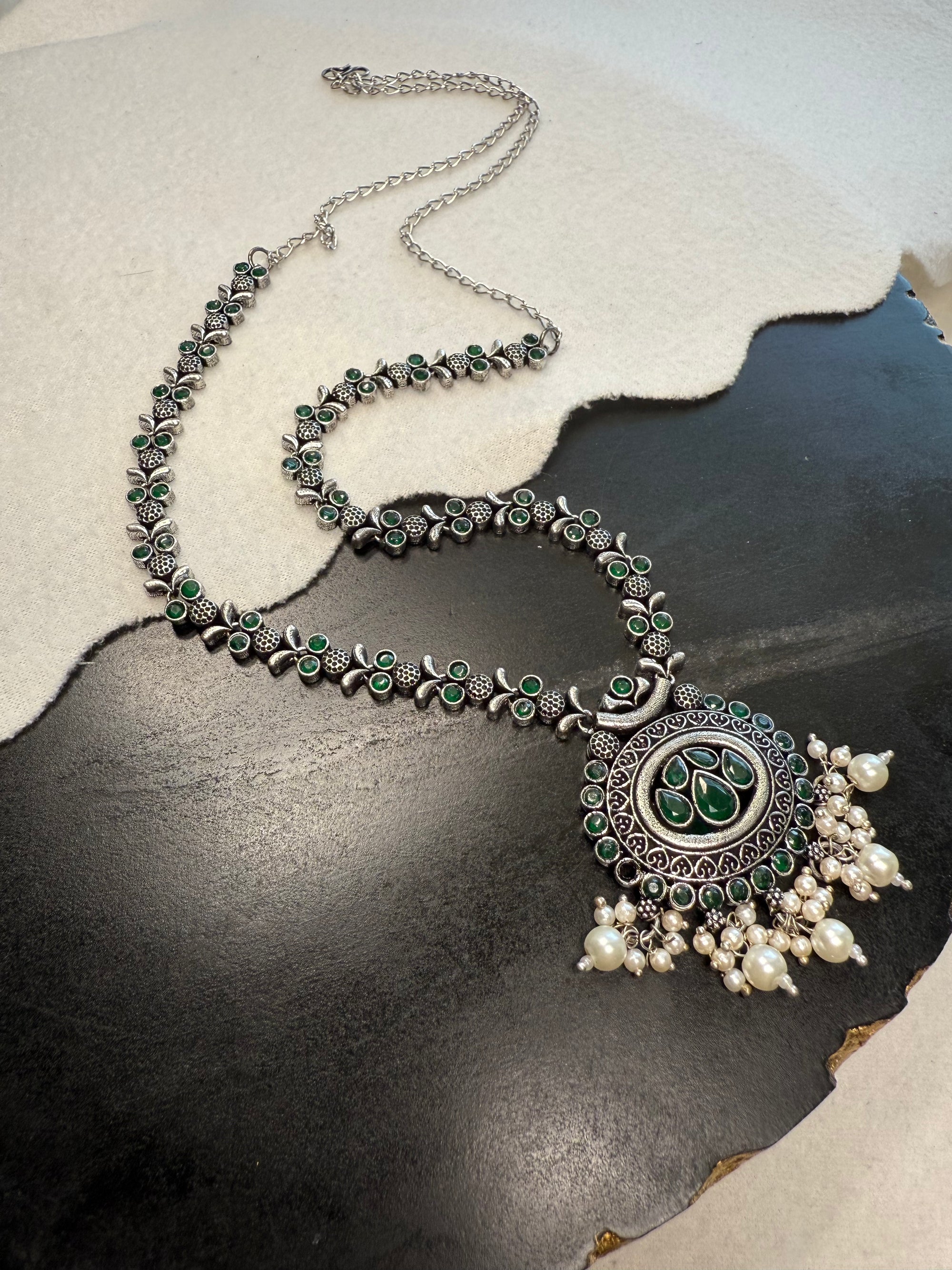 Green Oxidized Necklace