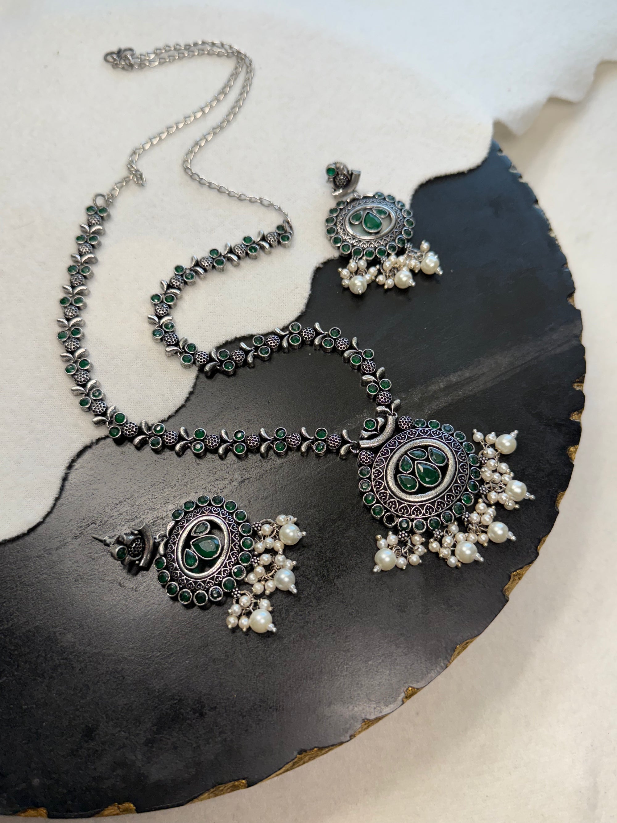 Green Oxidized Necklace