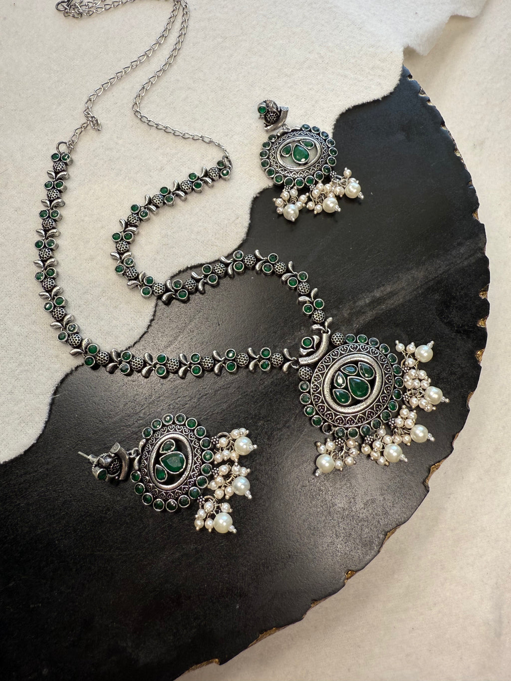 Green Oxidized Necklace