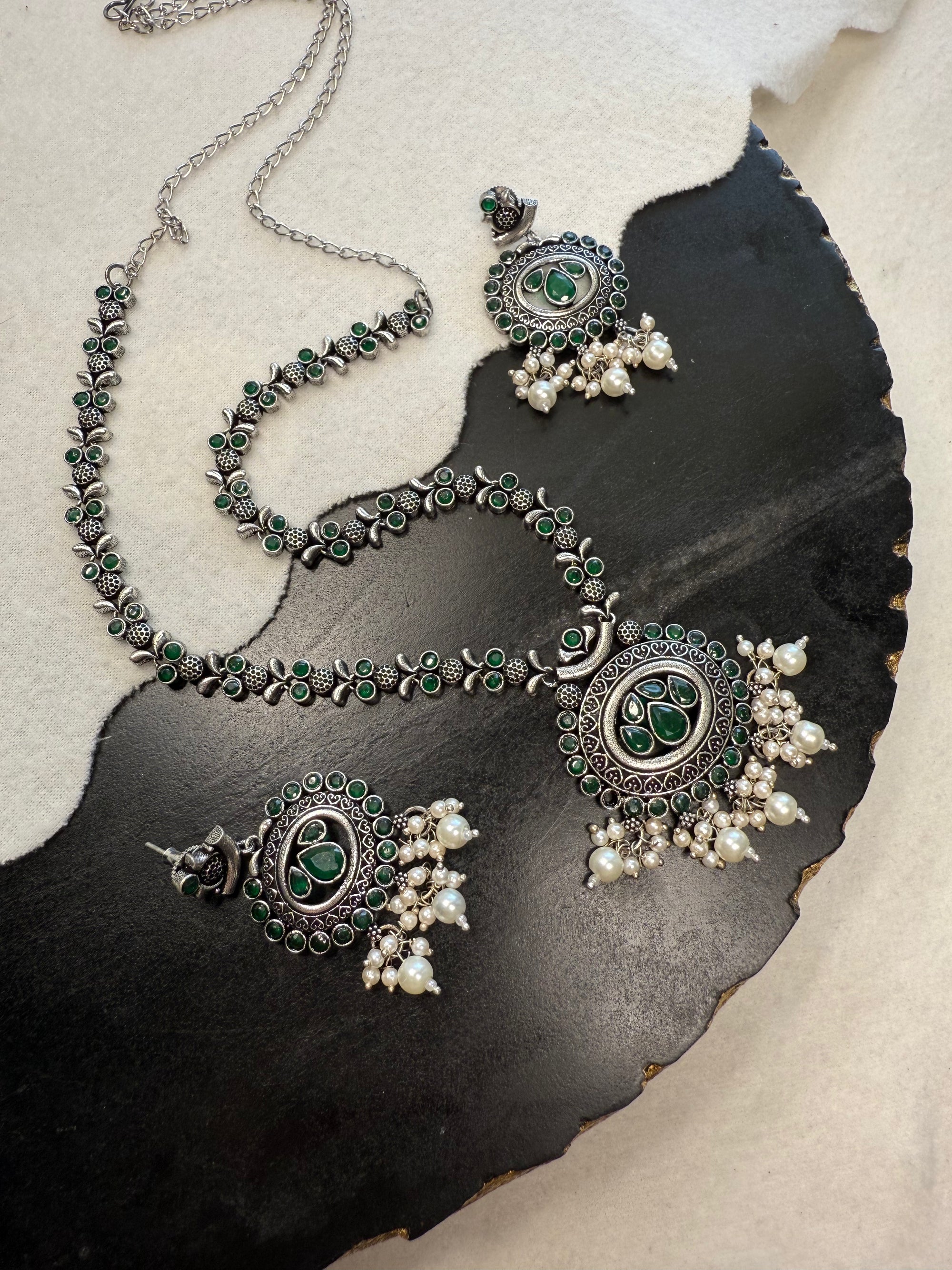 Green Oxidized Necklace
