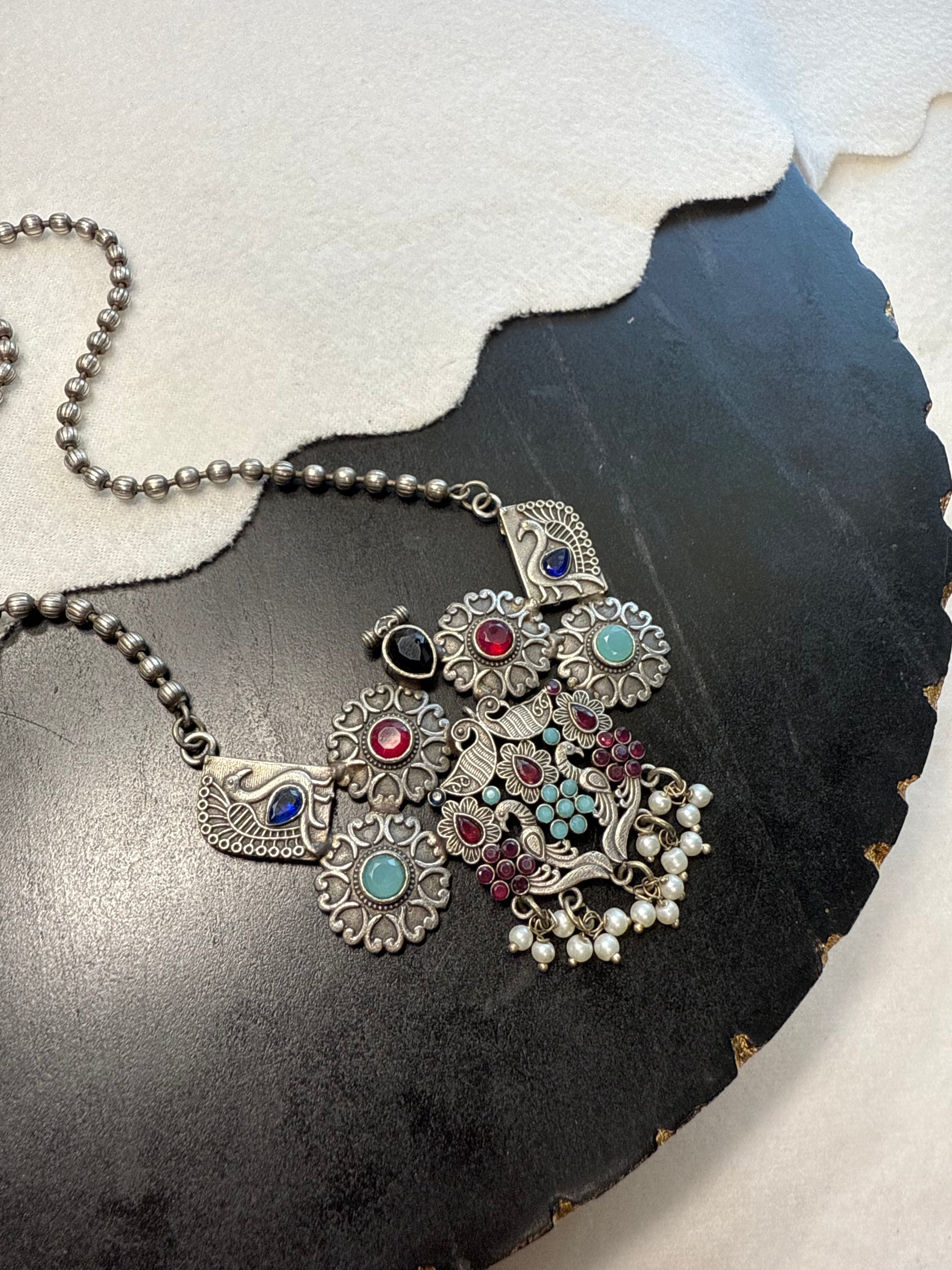 Antique Multi Gem Stone Necklace