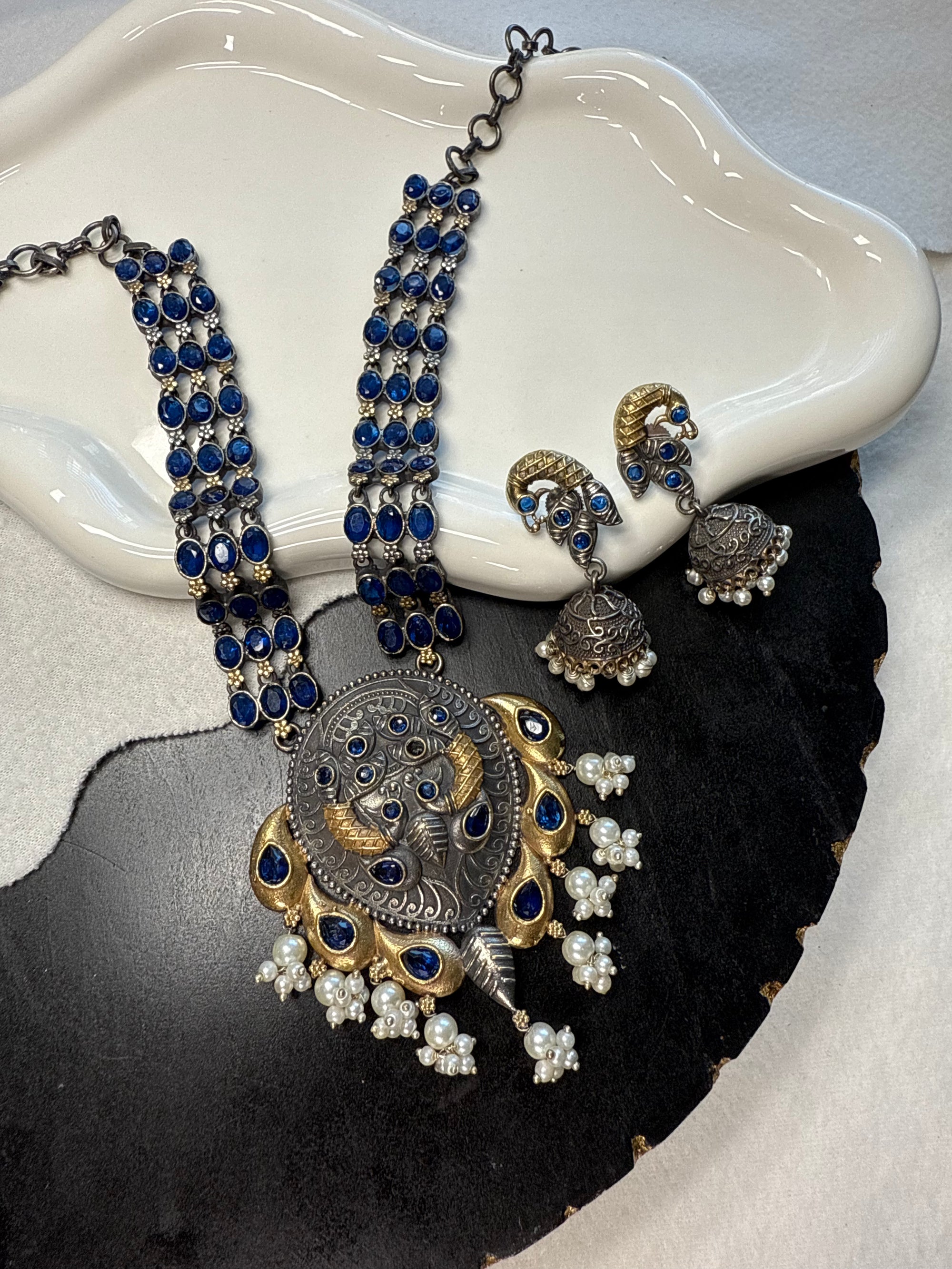 Dual Tone - Blue Necklace