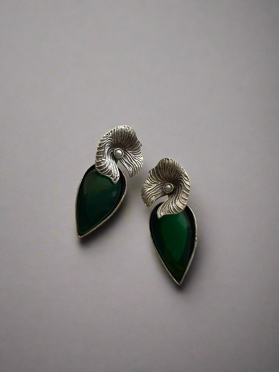 Teardrop Floral Stone Studs - Kolor Rhythms