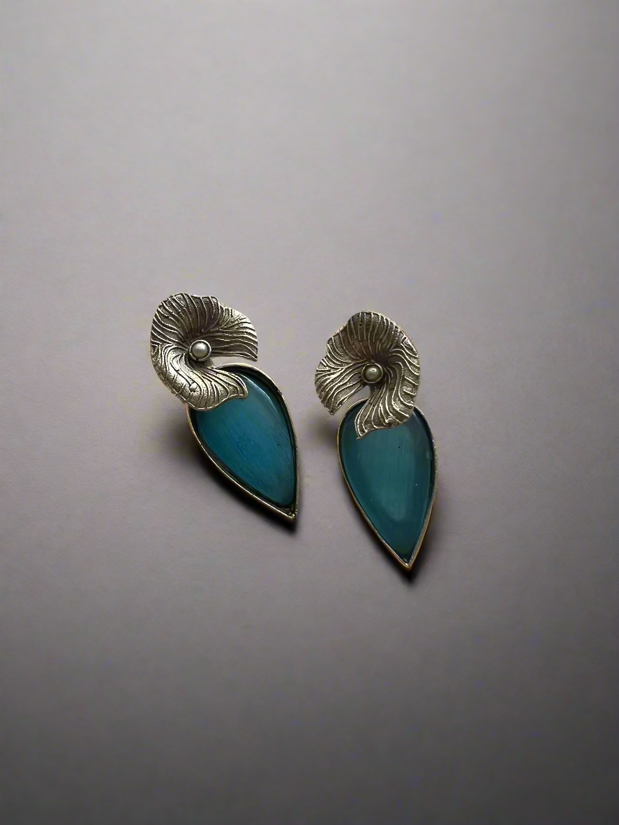 Teardrop Floral Stone Studs - Kolor Rhythms