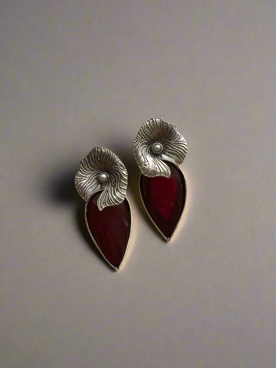 Teardrop Floral Stone Studs - Kolor Rhythms