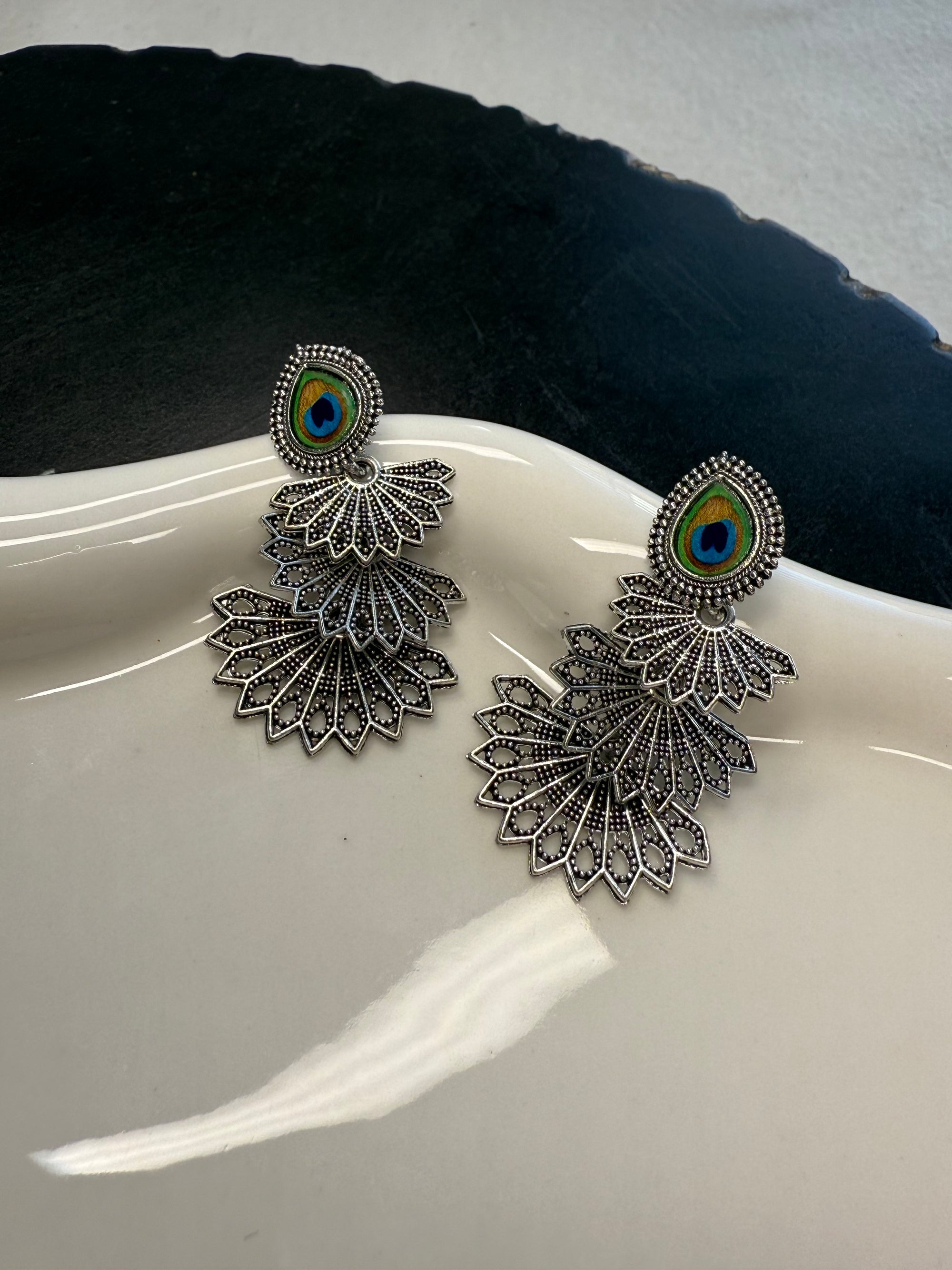 3 Tier Peacock Chandbali