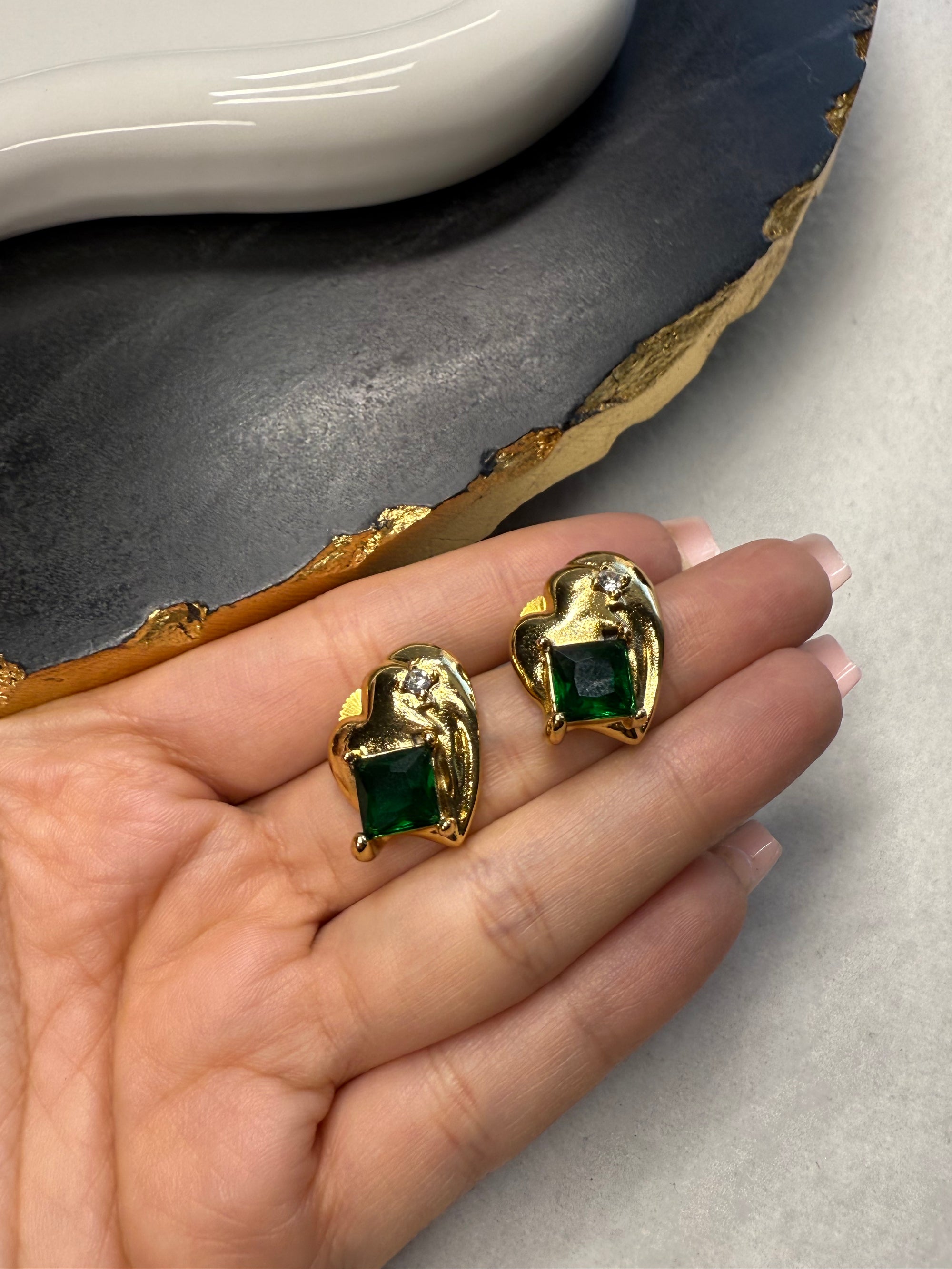 Green Heart Studs