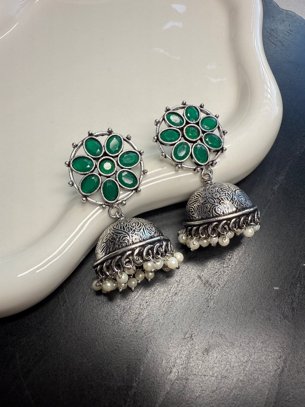 Mini Green Jhumkas