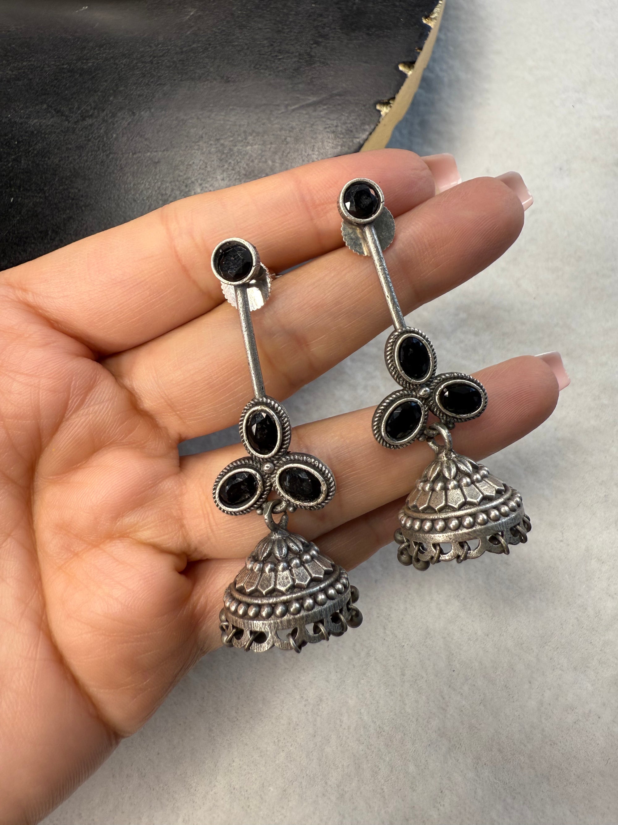 Drop Jhumkis - Black