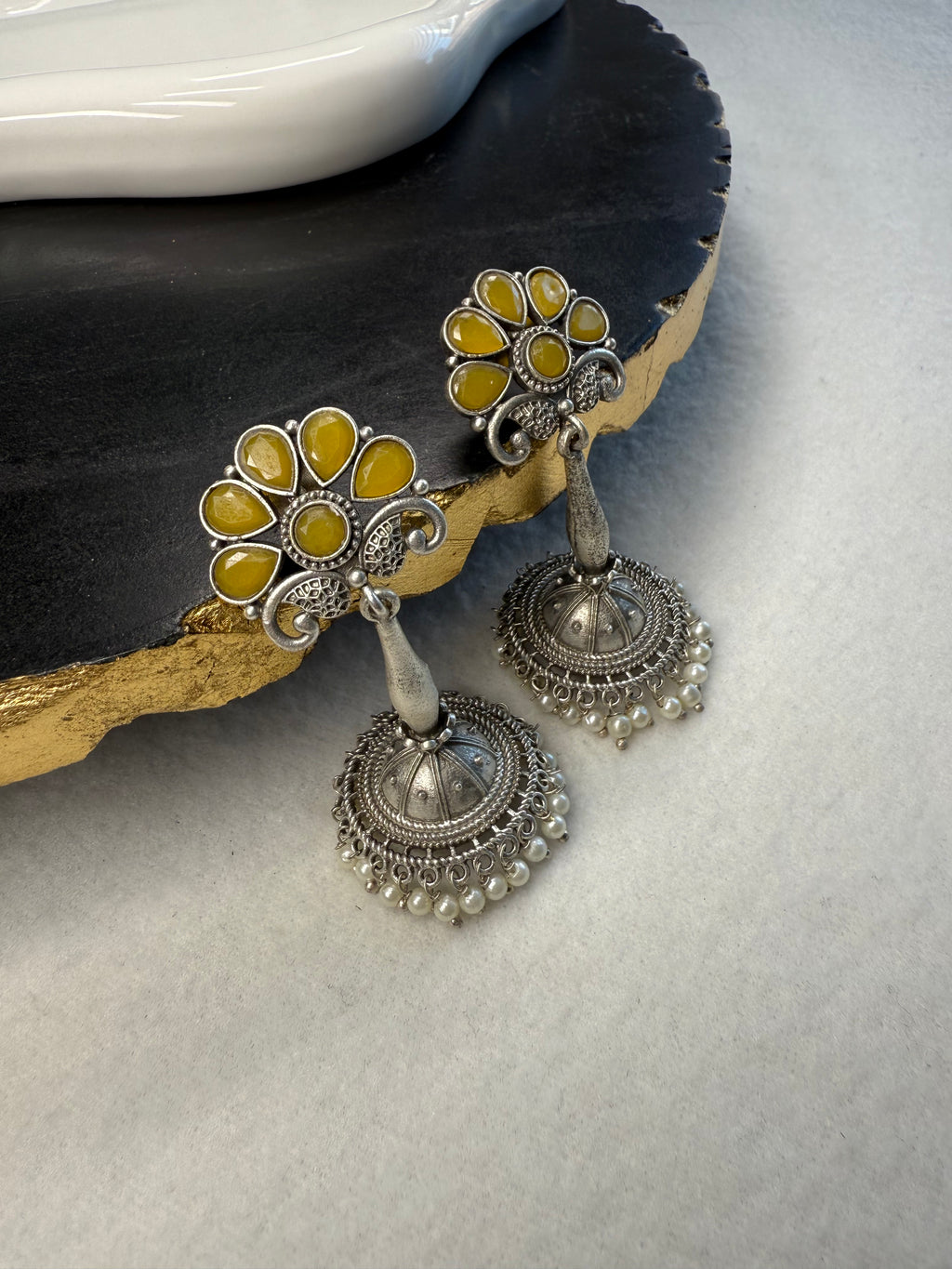 Yellow Flower Jhumkis