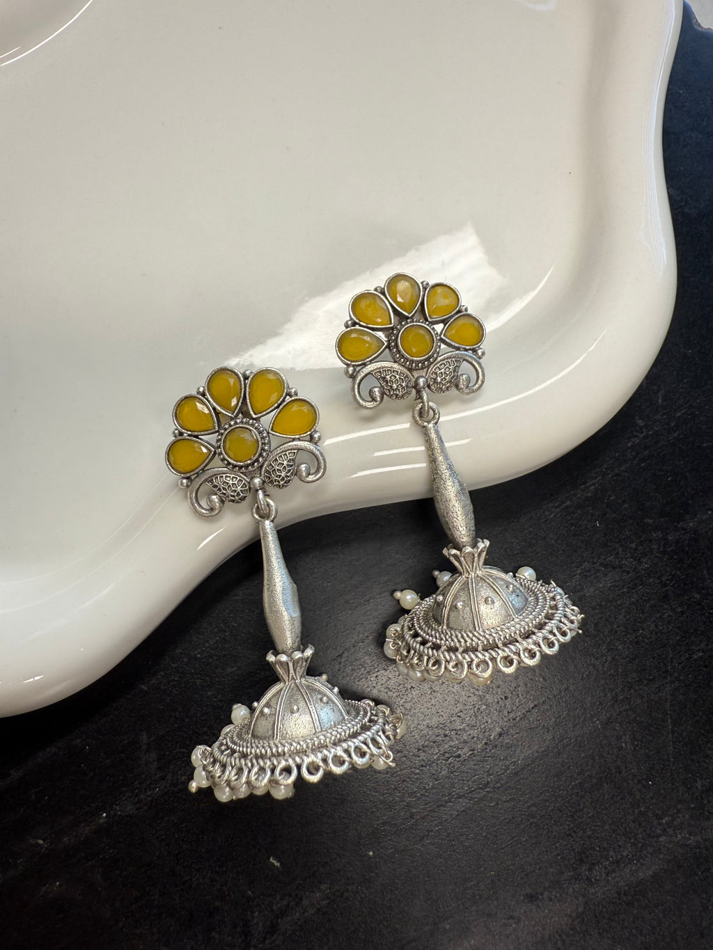 Yellow Flower Jhumkis