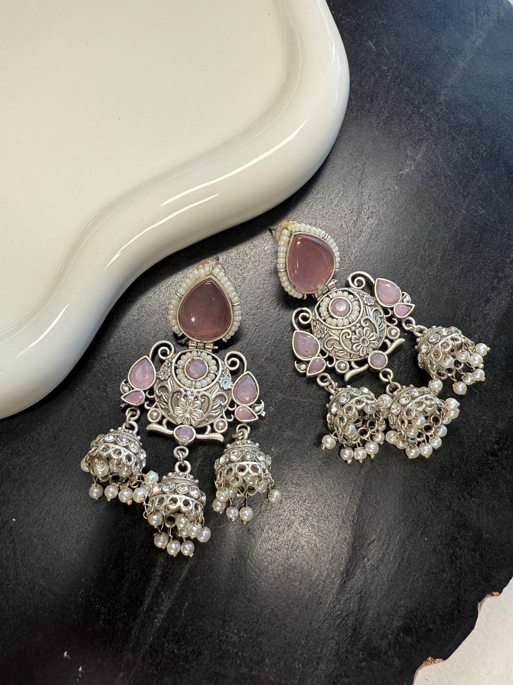 Pink Pearl Jhumkis