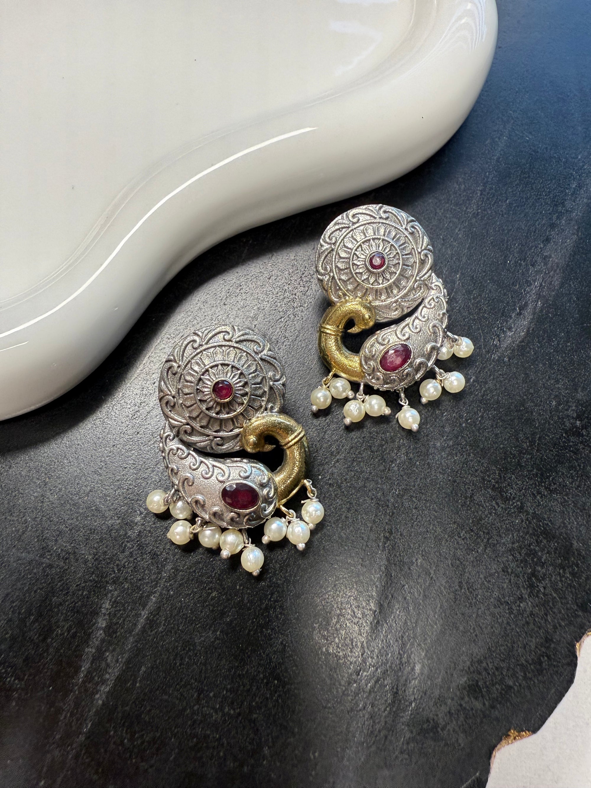 Red Peacock Studs