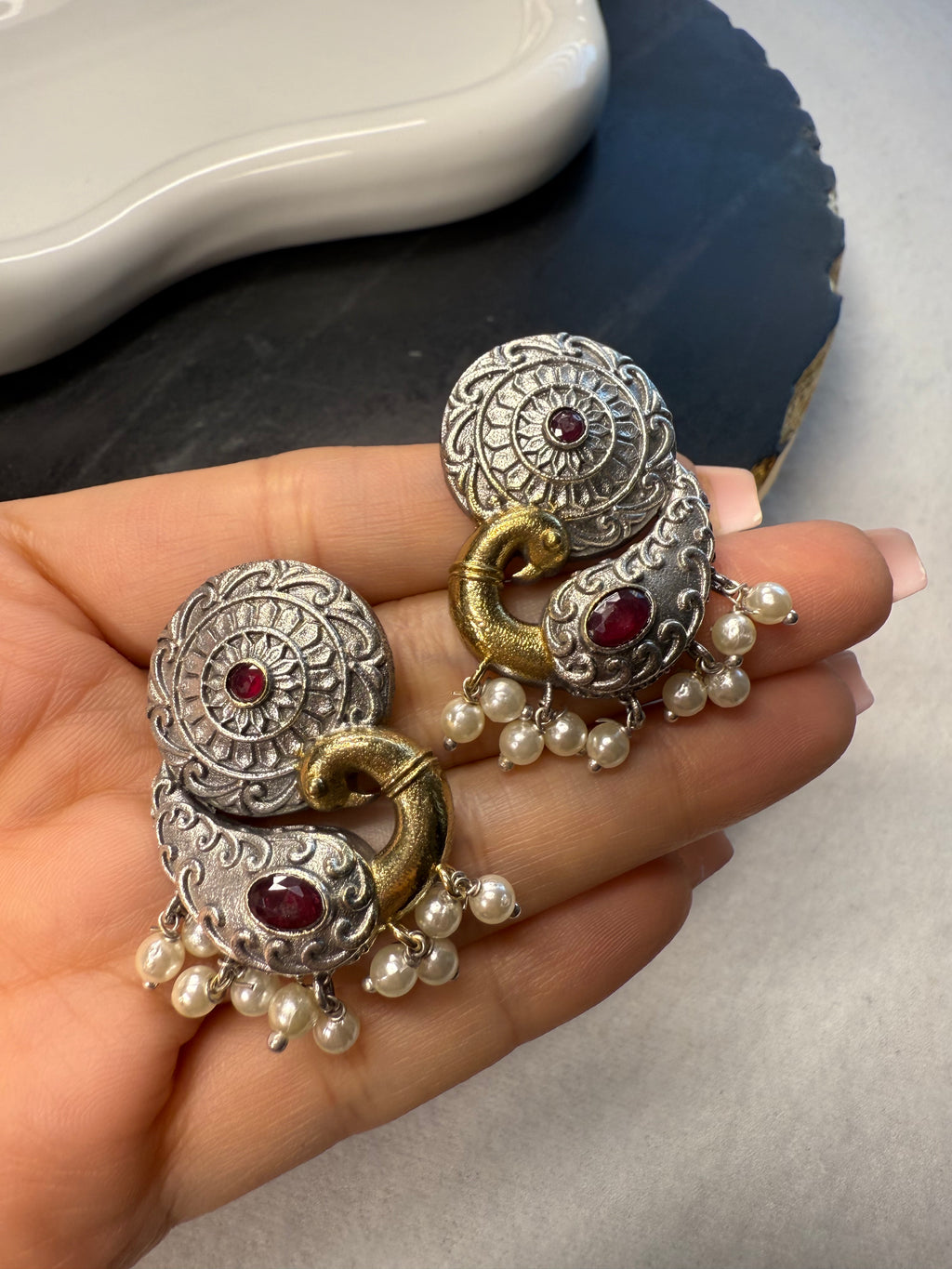 Red Peacock Studs
