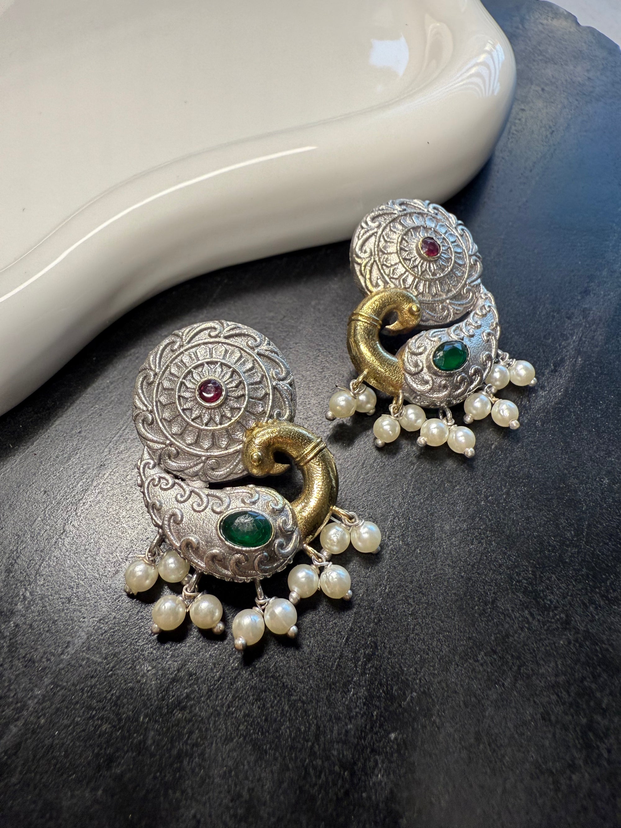 Red Peacock Studs