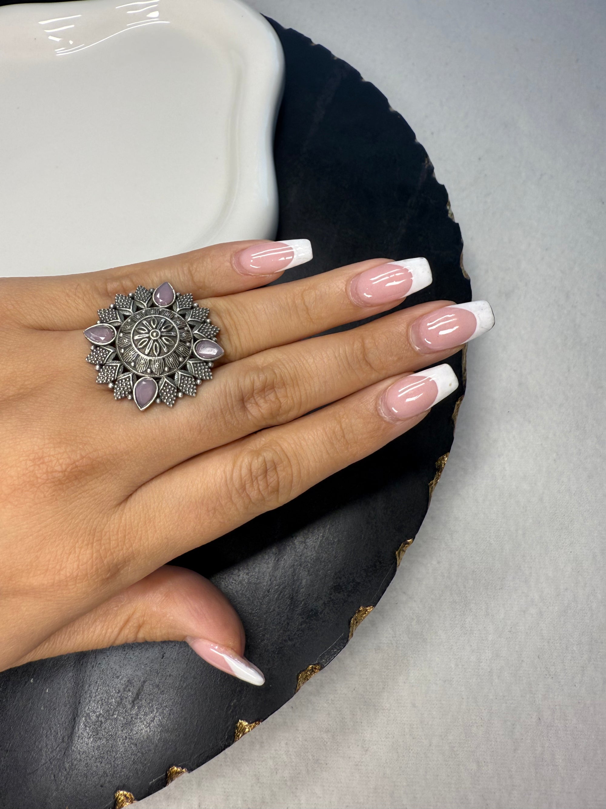 Elegant Pink Floral Ring