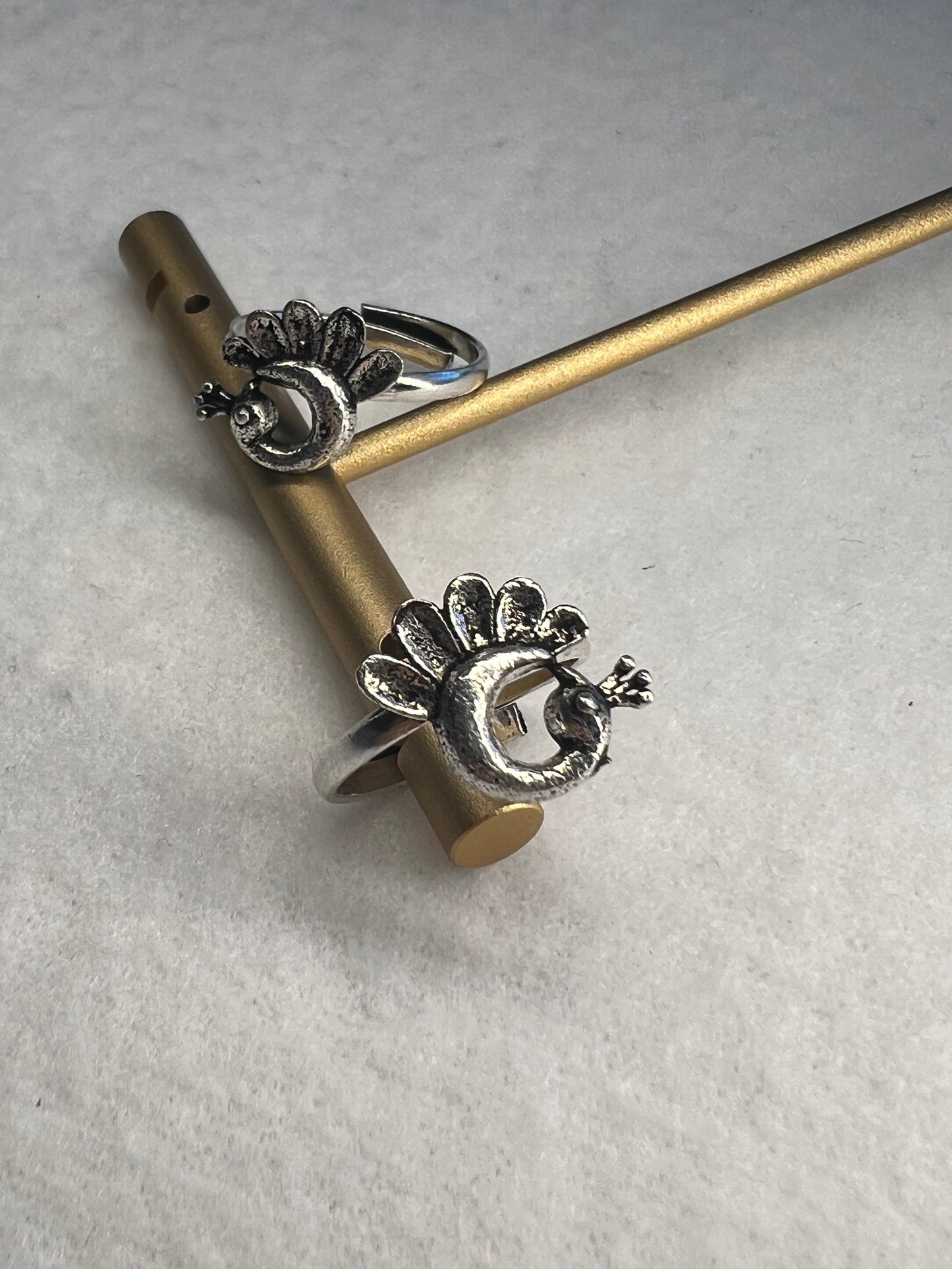 Peacock Toe Ring - Pair