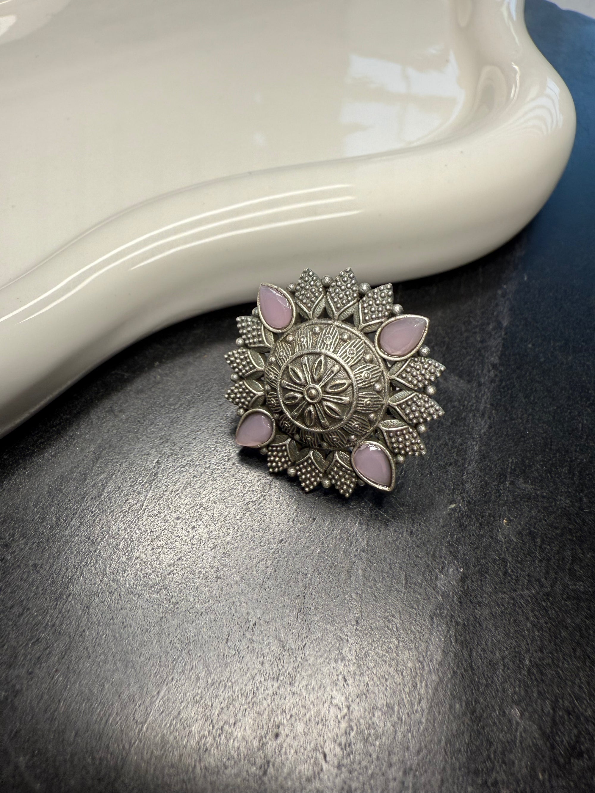 Elegant Pink Floral Ring